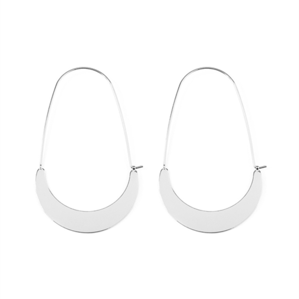 Quarter Moon Hoop Earrings (Silver)